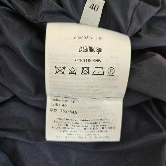 VALENTINO NAVY RUFFLE TRIM NECK TIE JACKET (40) - Picture 8 of 15